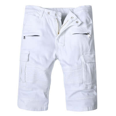 Men's white slim denim shorts. Cotton,Denim,Shorts