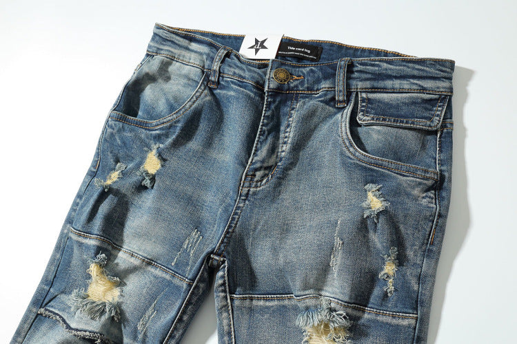 Shredded jeans. Denim,Distressed,Jeans,Slim