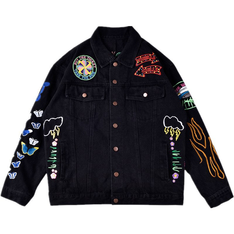Embroidered Design Denim Jacket.