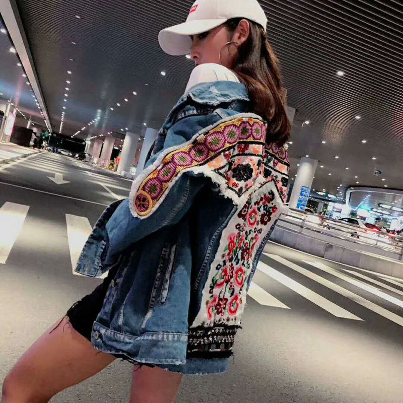 Embroidered denim jacket