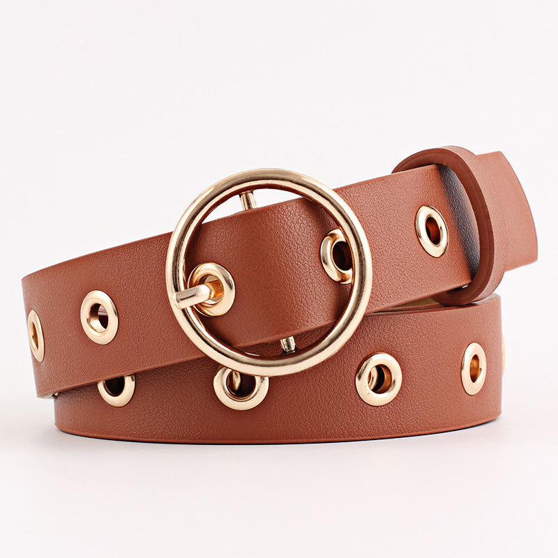 Ladies Round Buckle Wide Belt. Belt,Buckle,Wide