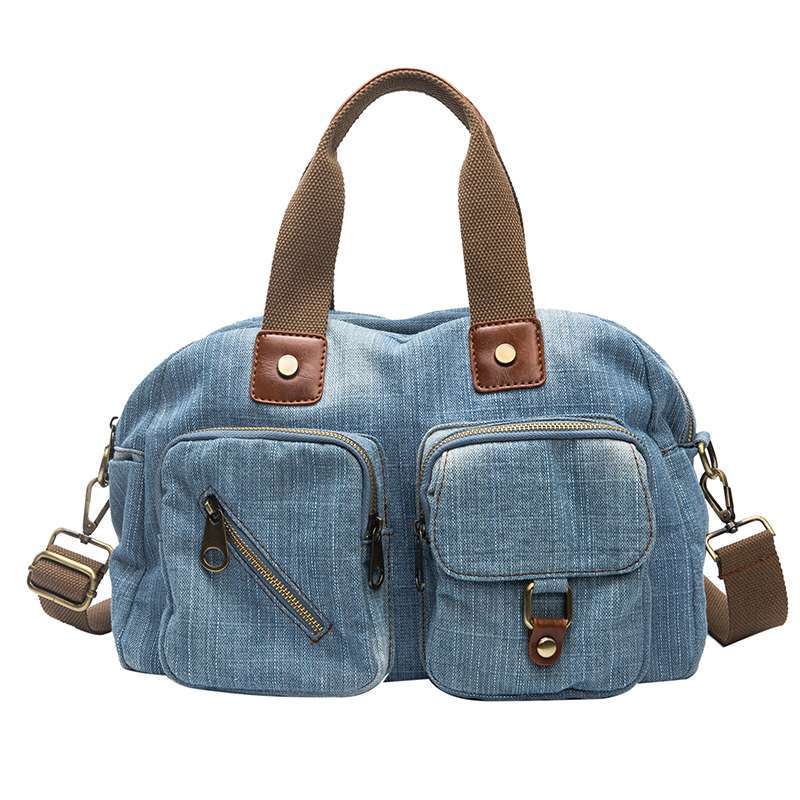 Denim Zip Bag. Bag,Cotton,Denim