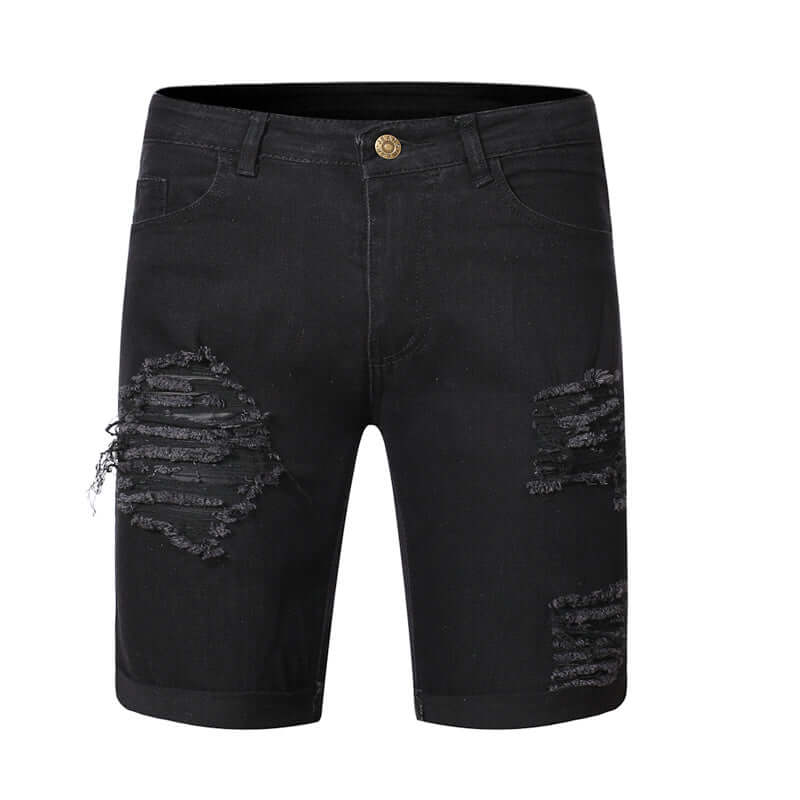 Ripped black denim shorts. Cotton,Denim,Shorts