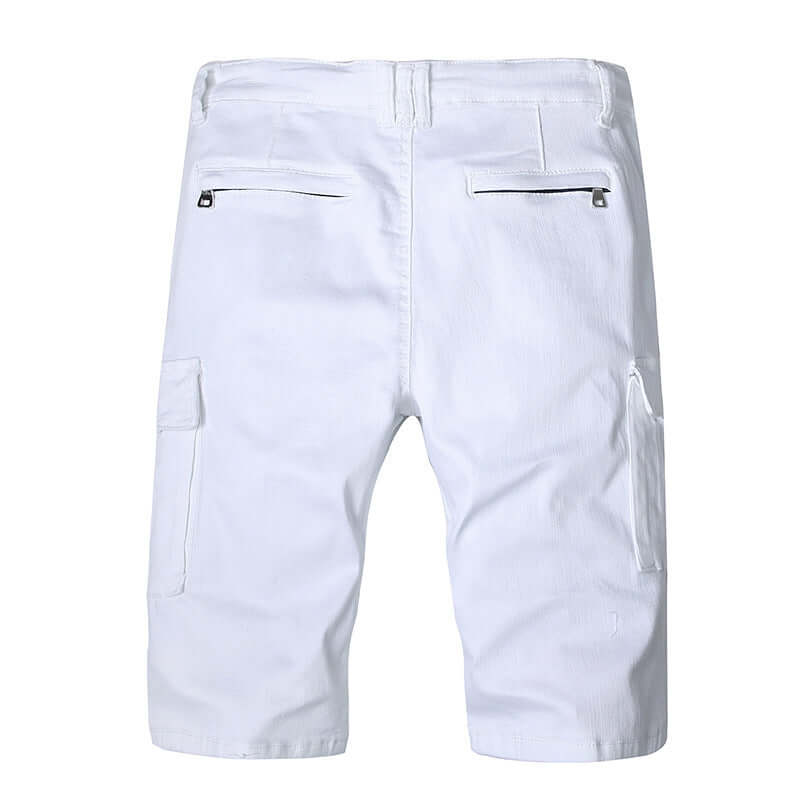 Men's white slim denim shorts. Cotton,Denim,Shorts