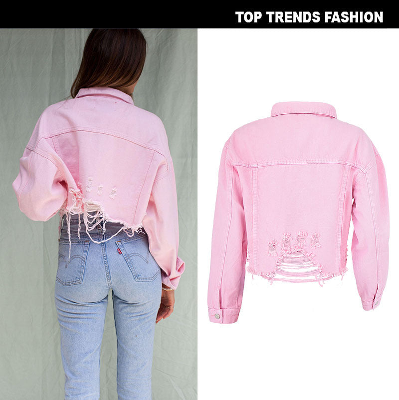 Short Cropped Denim Jacket. Cotton,Denim,Jacket