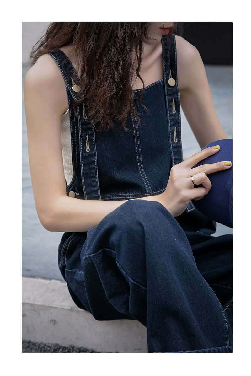 Retro denim overalls. Cotton,Denim,Jumpsuit