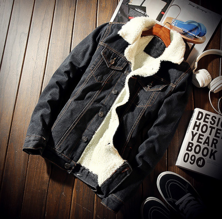 Denim Bomber Jacket Lined - Men’s High Quality Fashion Fleece Jacket. Cotton,Denim,Jacket