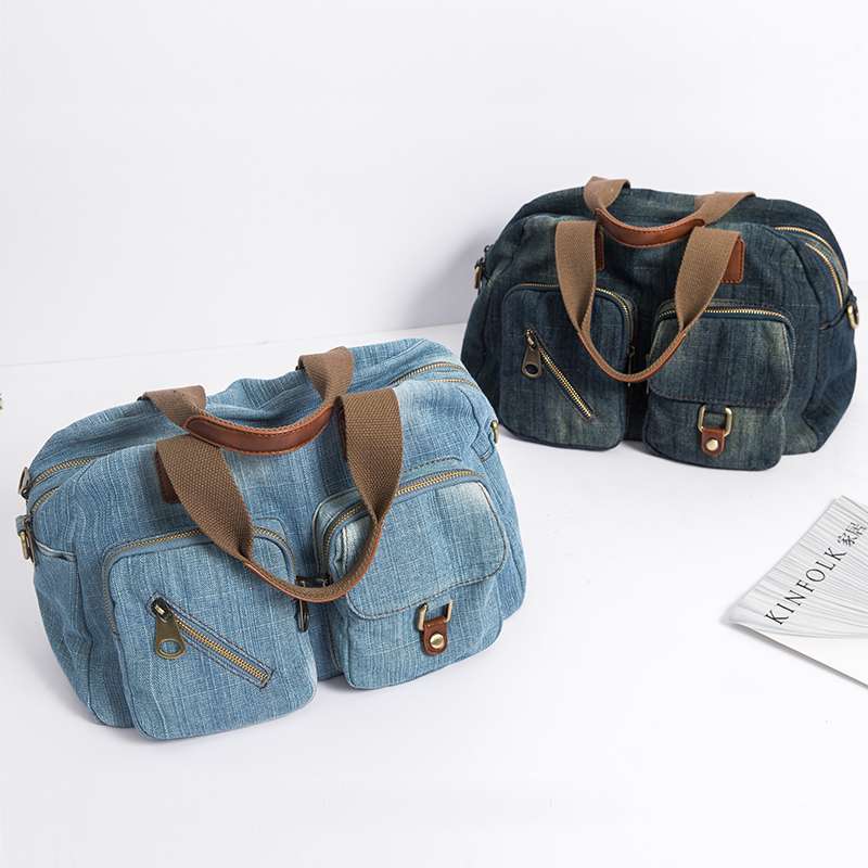 Denim Zip Bag. Bag,Cotton,Denim