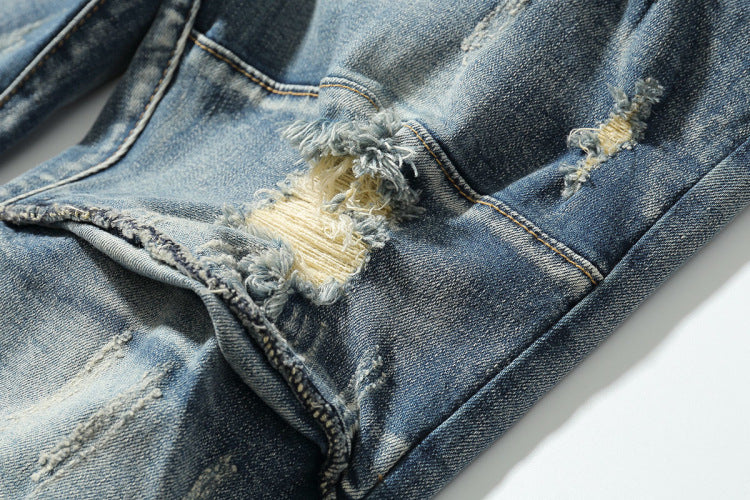 Shredded jeans. Denim,Distressed,Jeans,Slim