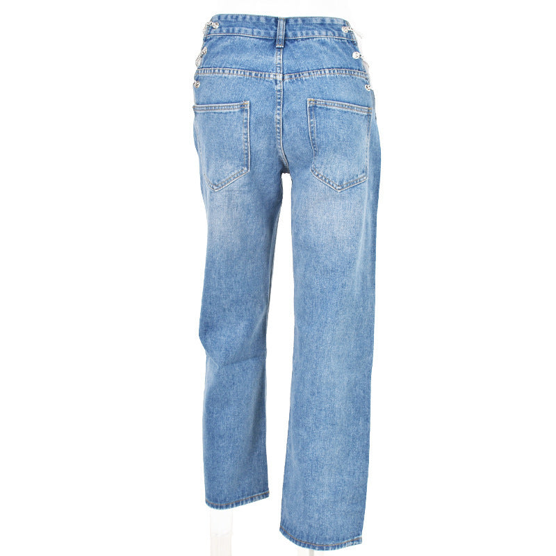 Women's Fashion Simple High Waist Jeans.