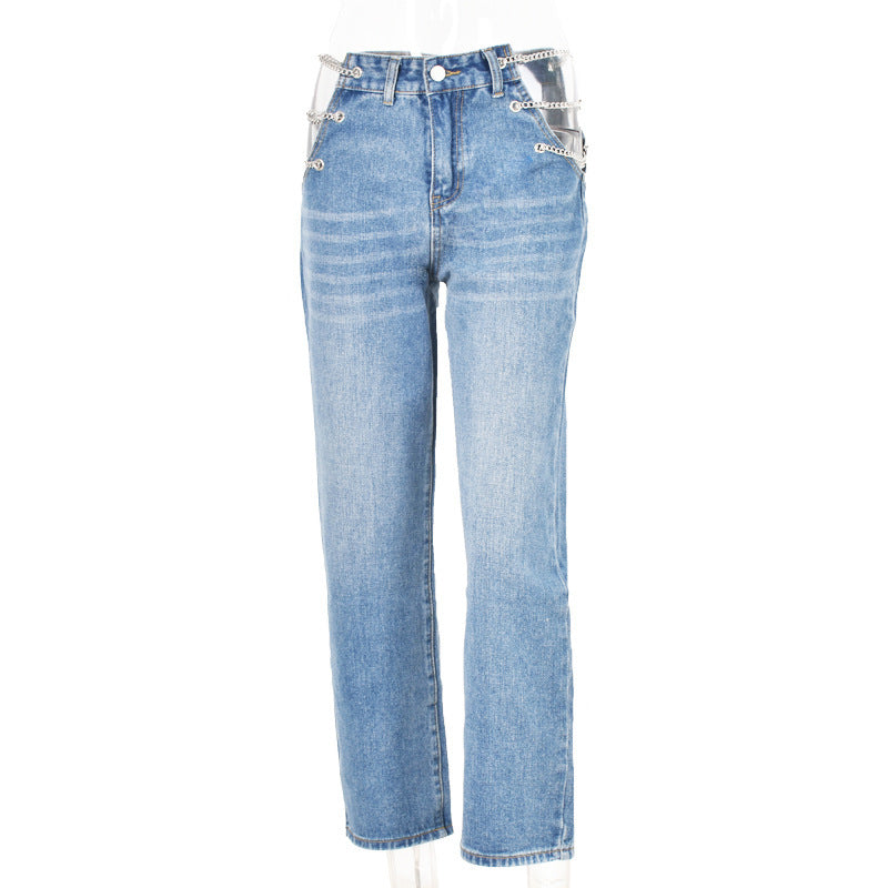 Women's Fashion Simple High Waist Jeans.