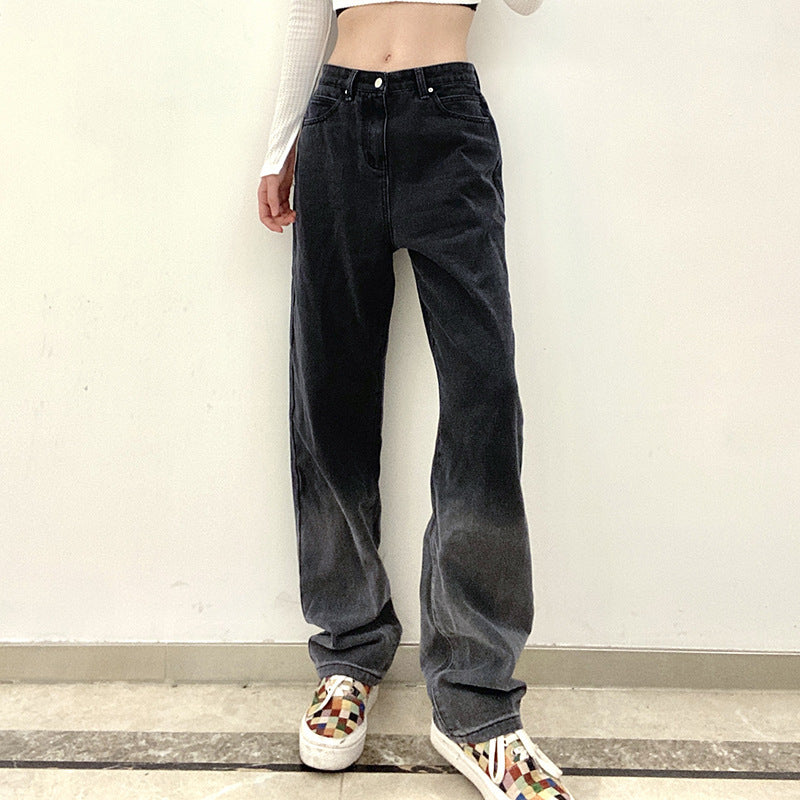 Vintage Gradient High-Rise Straight-Leg Jeans.