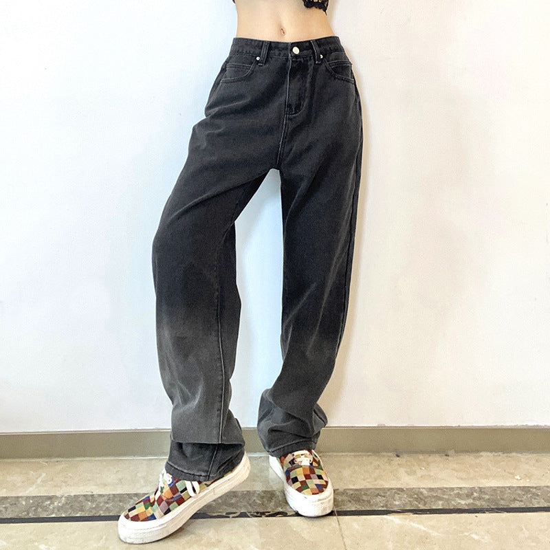 Vintage Gradient High-Rise Straight-Leg Jeans.