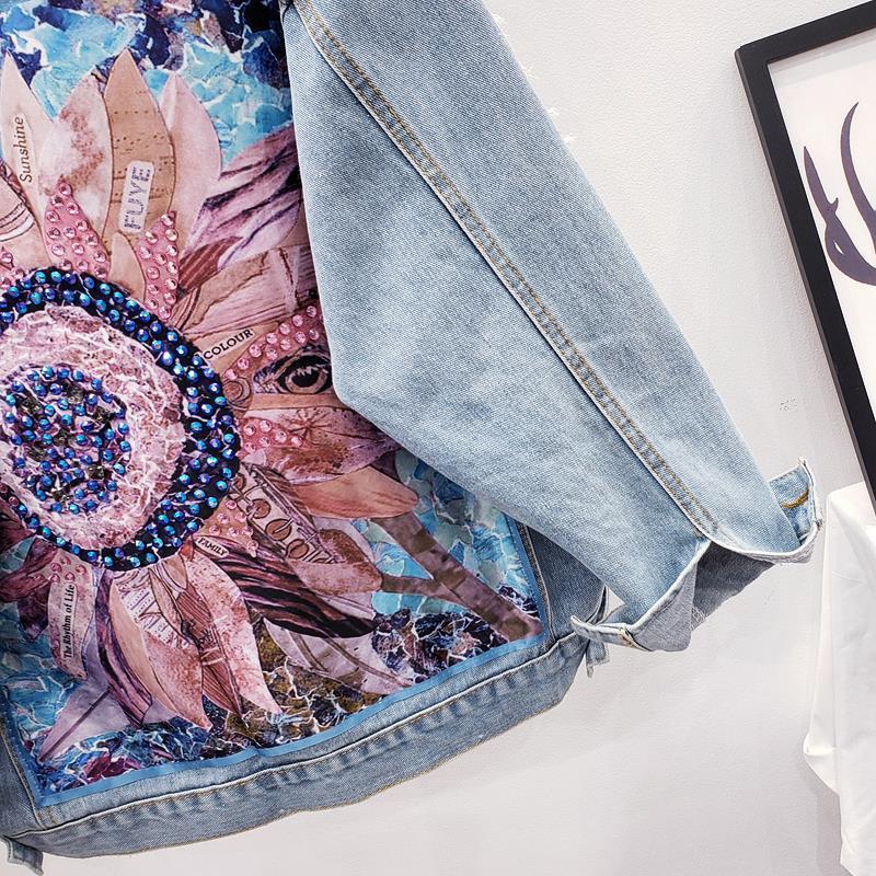 Loose Denim Jacket With White Patch And Ripped Holes