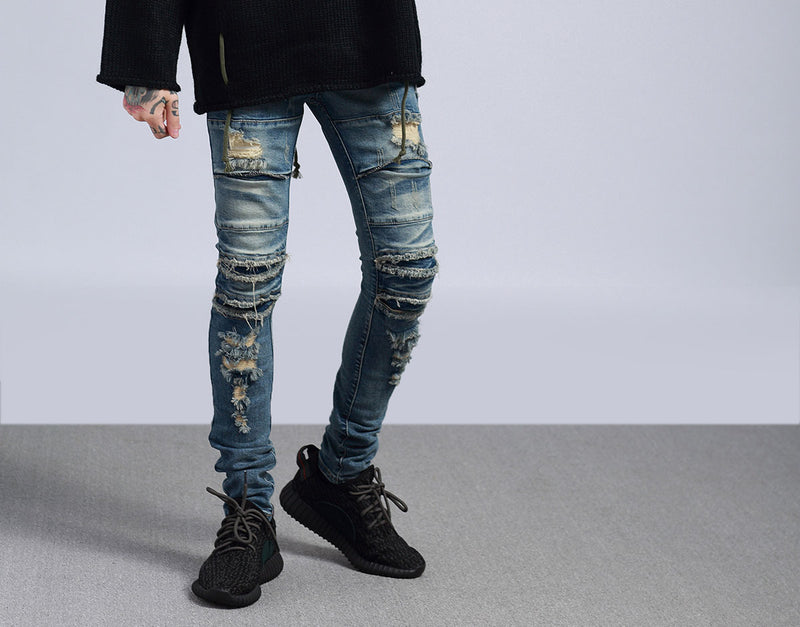 Shredded jeans. Denim,Distressed,Jeans,Slim