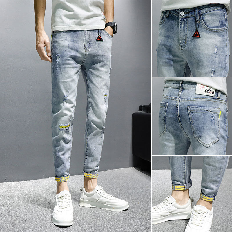 Men's Slim Casual Nine-Point Jeans. Denim,Jeans,Slim