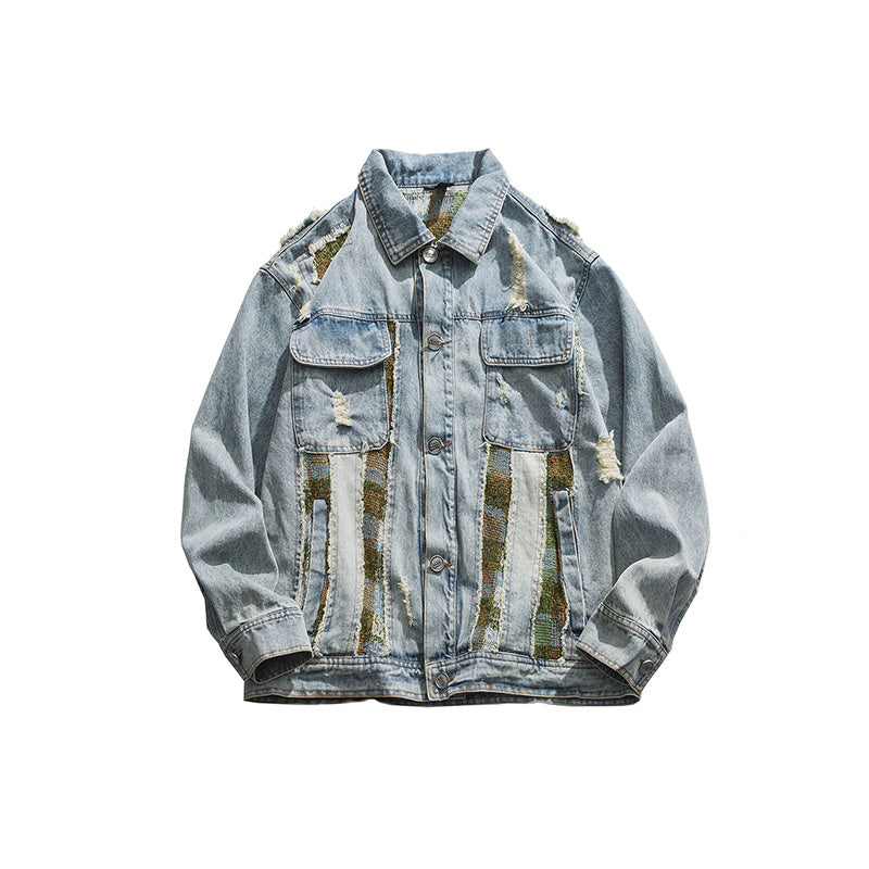 Chic Spring And Autumn Bf American Fashion Brand Washed Jacket Oversize Loose Retro Patch Denim Jacket