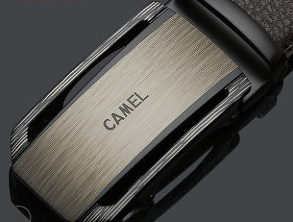 Camel Brand Men's Leather Automatic Buckle Cowhide Belt. Belt,Buckle,Leather