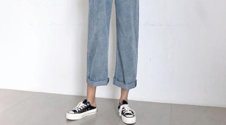 Autumn Student Loose Straight Leg Overall Jeans Female.