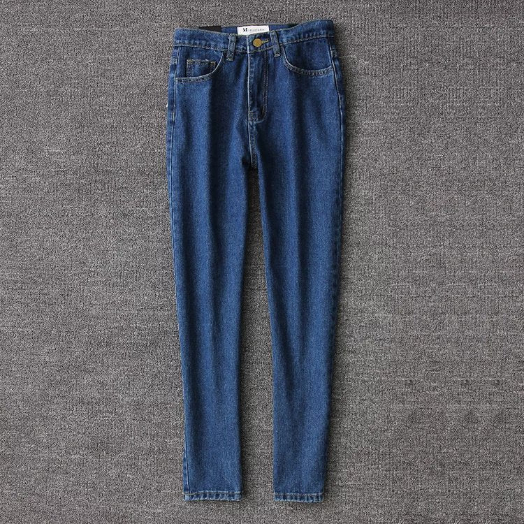 Vintage Women's Boyfriend Jeans - High Waist Jeans Blue Casual Pencil Fit. Boyfriend,Cotton,Denim,Mom