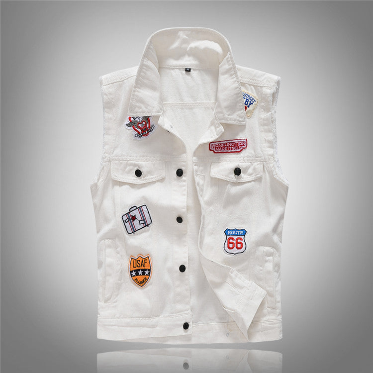 Ladies White Denim Vest Waistcoat