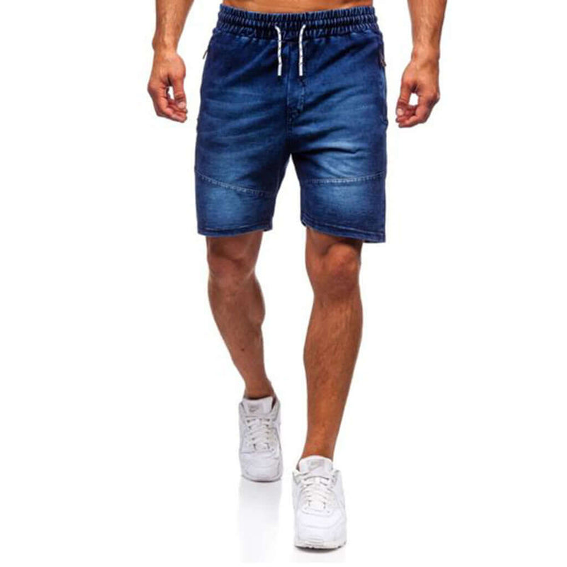 Men's Casual Denim Shorts Elastic Tether.