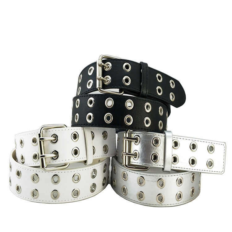 Double Row Eyelet Punk Pin Buckle Belt. Belt,Buckle