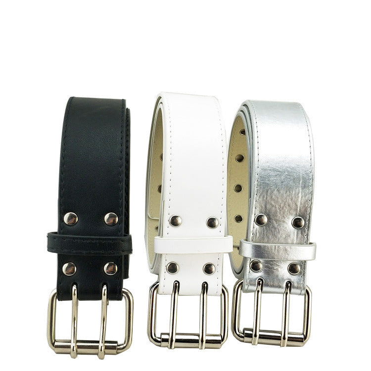 Double Row Eyelet Punk Pin Buckle Belt. Belt,Buckle