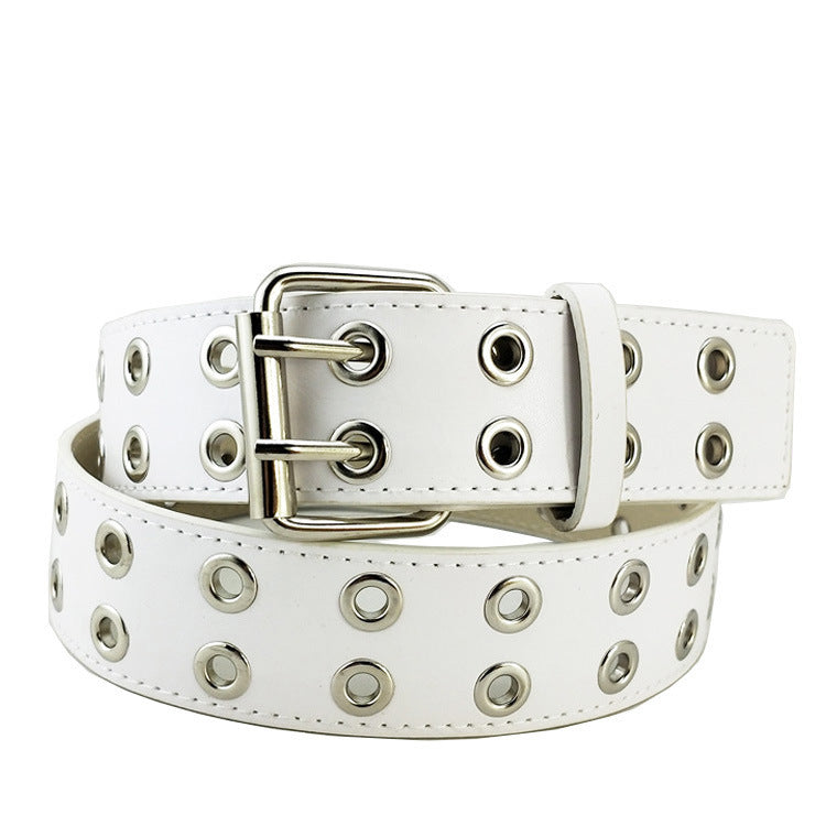 Double Row Eyelet Punk Pin Buckle Belt. Belt,Buckle