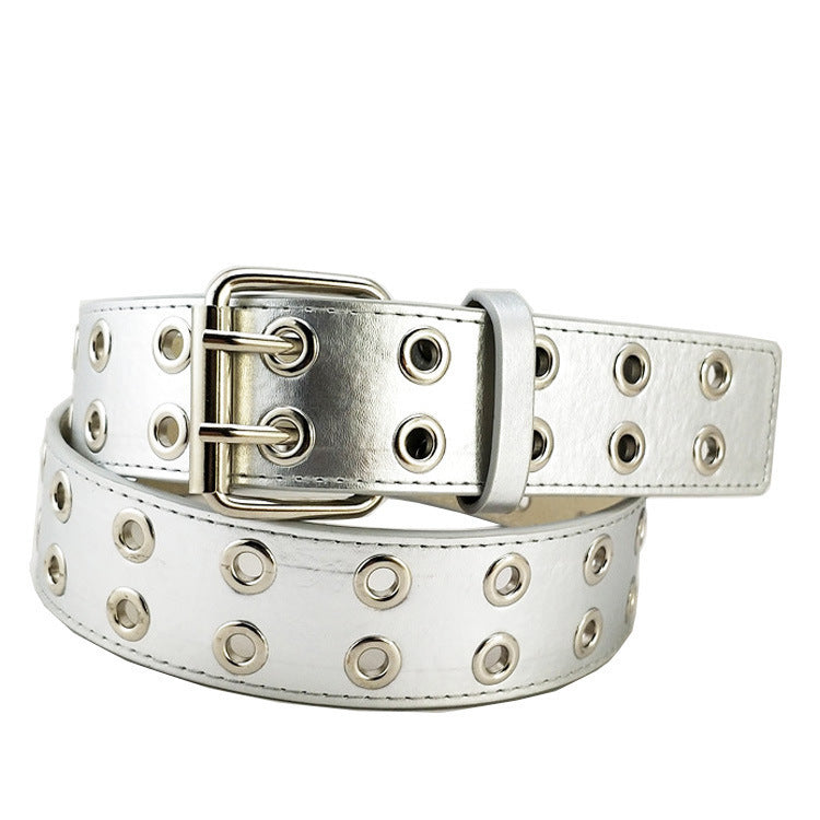 Double Row Eyelet Punk Pin Buckle Belt. Belt,Buckle