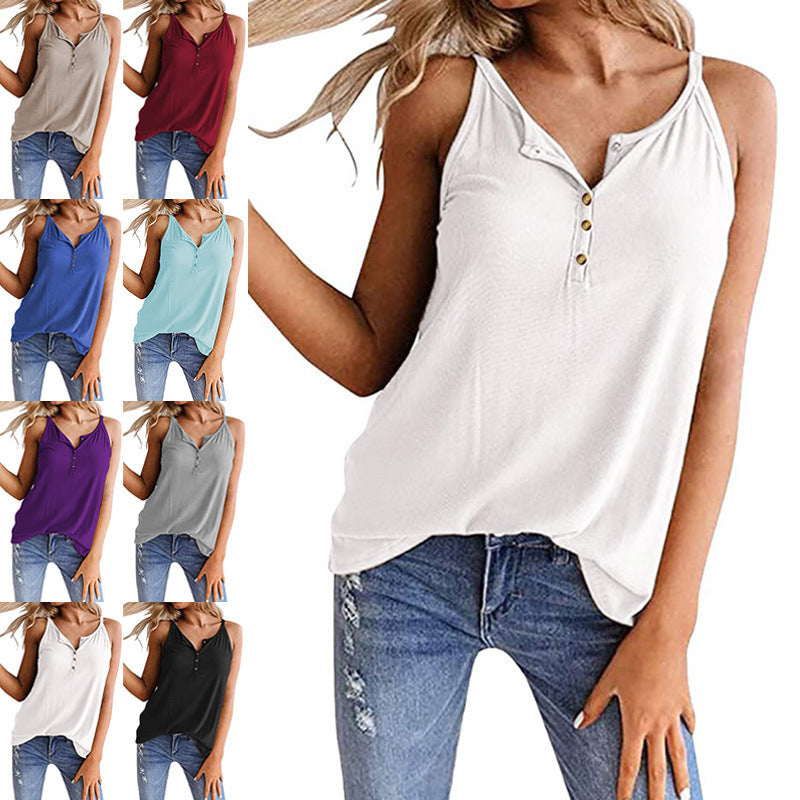 Sling Solid Color Sleeveless Ladies Vest. Shirt,Shoulder,Sleeveless,Top