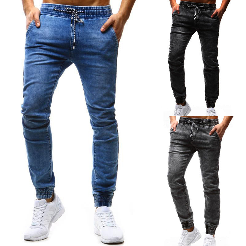 Men's Casual Small Feet Jeans - Solid Color, Retro, Slim Stretch. Retro,Slim,Small Feet,Stretch