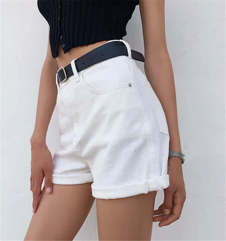 Summer New Denim Shorts - Bag Hip Rolled Hem Denim Hot Pants. Cotton,Denim