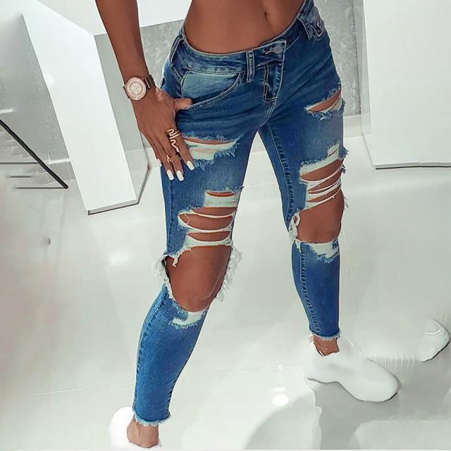 Street Style Sexy Ripped Jeans For Women.