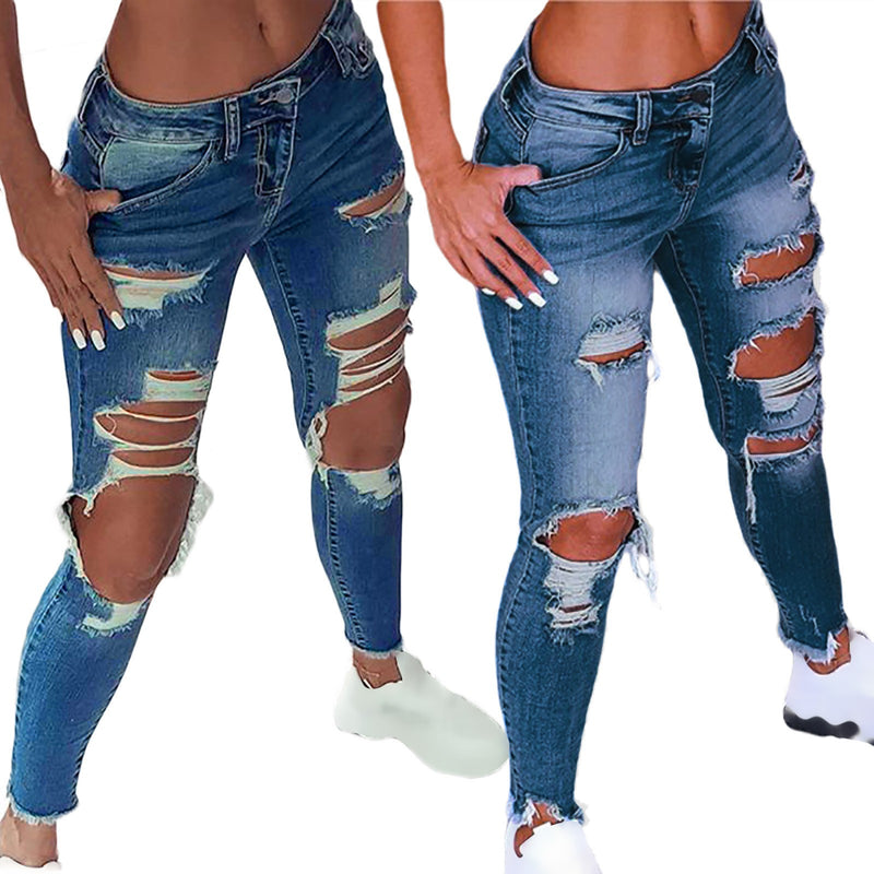 Street Style Sexy Ripped Jeans For Women.