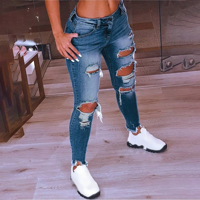 Street Style Sexy Ripped Jeans For Women.