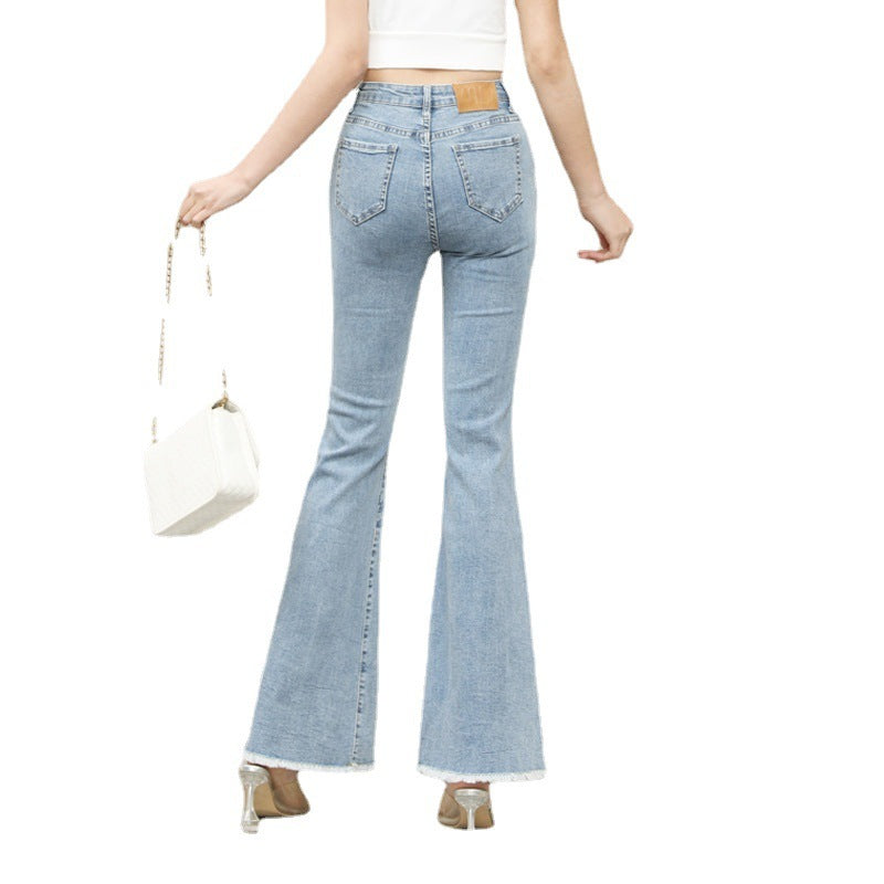 Spring New Ladies High-waisted Korean Jeans.