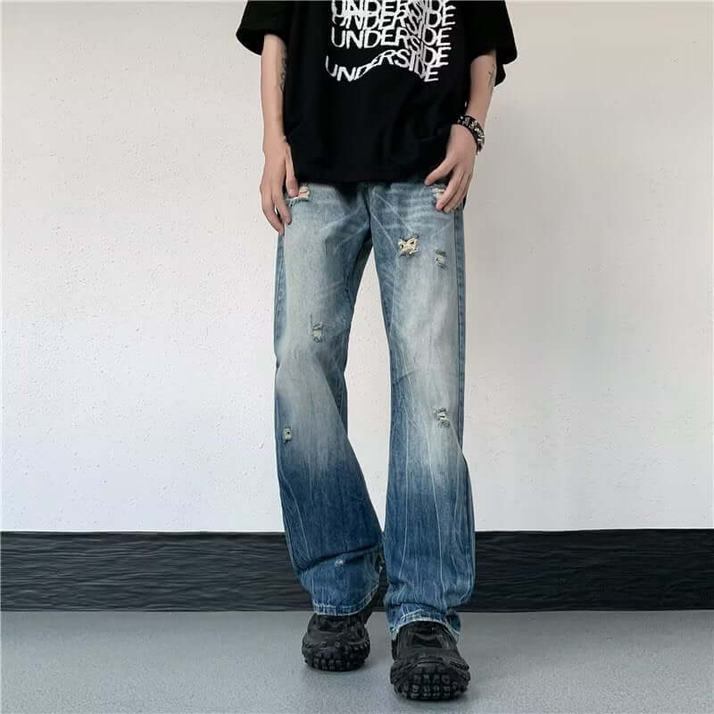 Men's High Street Straight Jeans Men. Cotton,Denim,Jeans,Loose,Straight