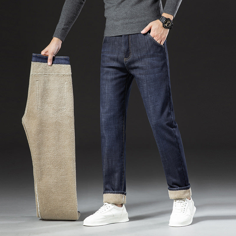 Men's Lambswool Fleece Padded Jeans Winter. Cotton,Denim,Fleece,Jeans,Lined,Soft