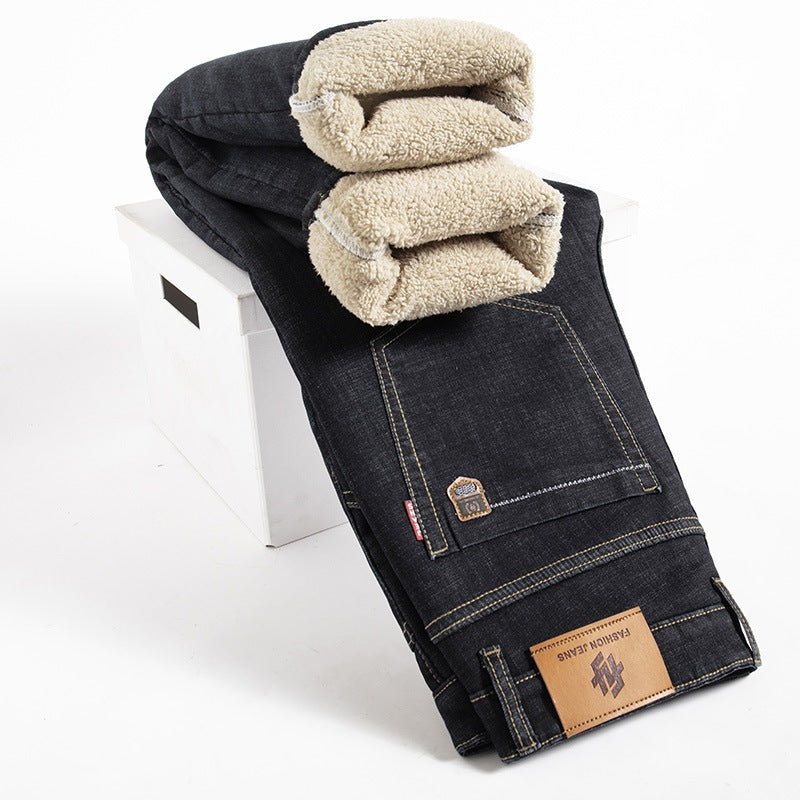 Men's Lambswool Fleece Padded Jeans Winter. Cotton,Denim,Fleece,Jeans,Lined,Soft