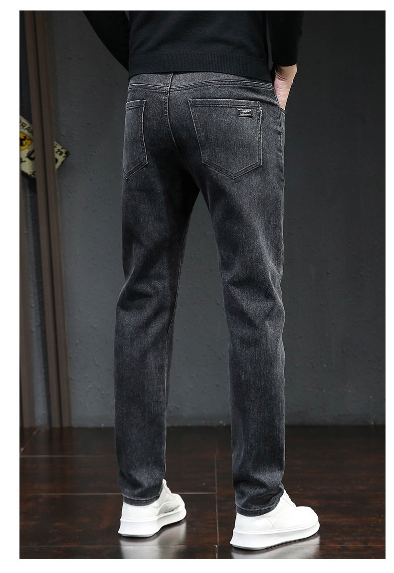 Men's Autumn And Winter Fleece Lined Thick Jeans. Cotton,Denim,Fleece,Jeans,Lined,Thick