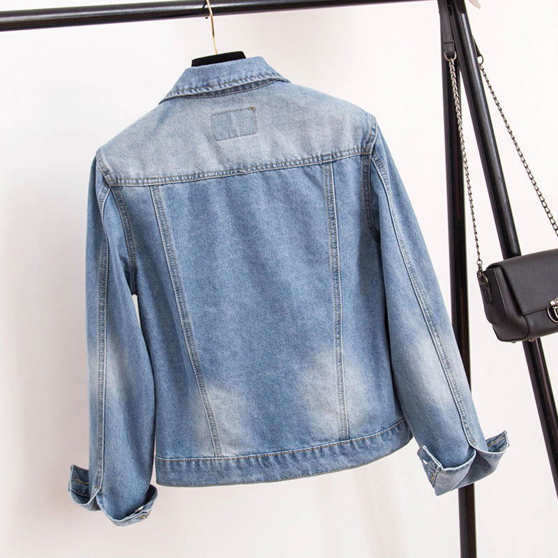 Embroidered Denim Jacket. Cotton,Denim,Jacket