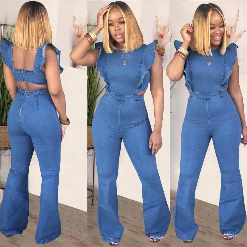 Ladies Sling Denim Jumpsuit. Cotton,Denim,Jumpsuit