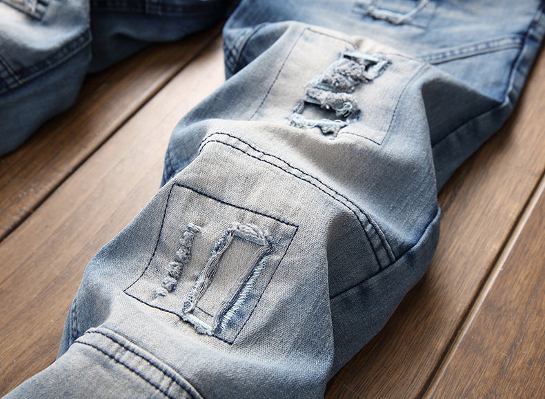 Men's Patch and Fade Jeans. Cotton,Denim,Faded,Jeans,Patch