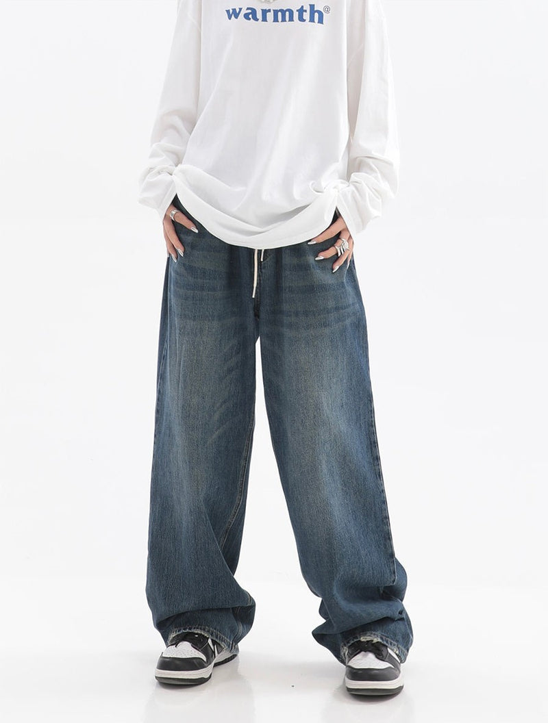 Women's Retro Slim Loose Wide Leg Jeans.