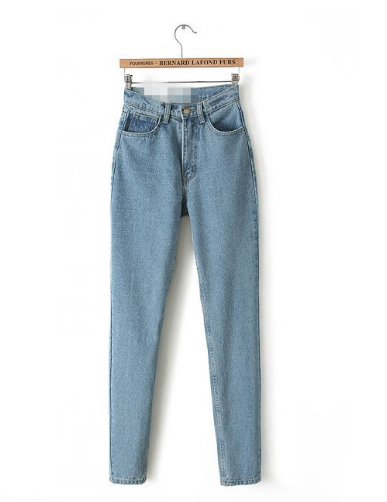 Vintage Women's Boyfriend Jeans - High Waist Jeans Blue Casual Pencil Fit. Boyfriend,Cotton,Denim,Mom