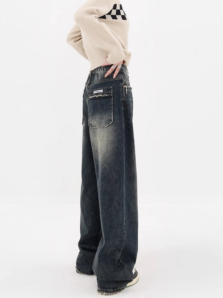 Autumn Retro Design Women's High Waist Jeans.