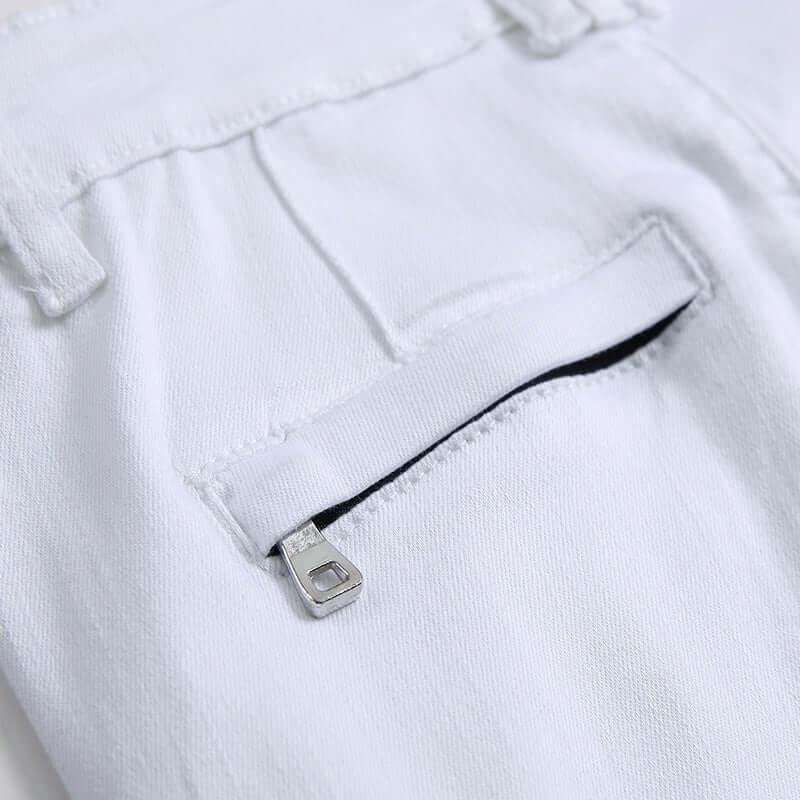 Men's white slim denim shorts. Cotton,Denim,Shorts