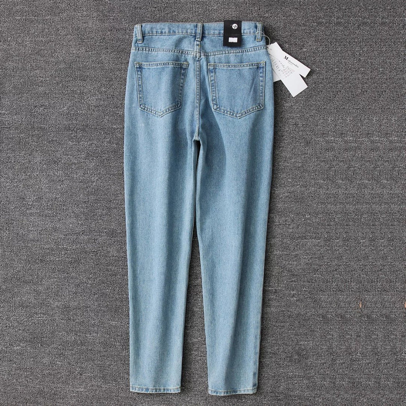 Vintage Women's Boyfriend Jeans - High Waist Jeans Blue Casual Pencil Fit. Boyfriend,Cotton,Denim,Mom