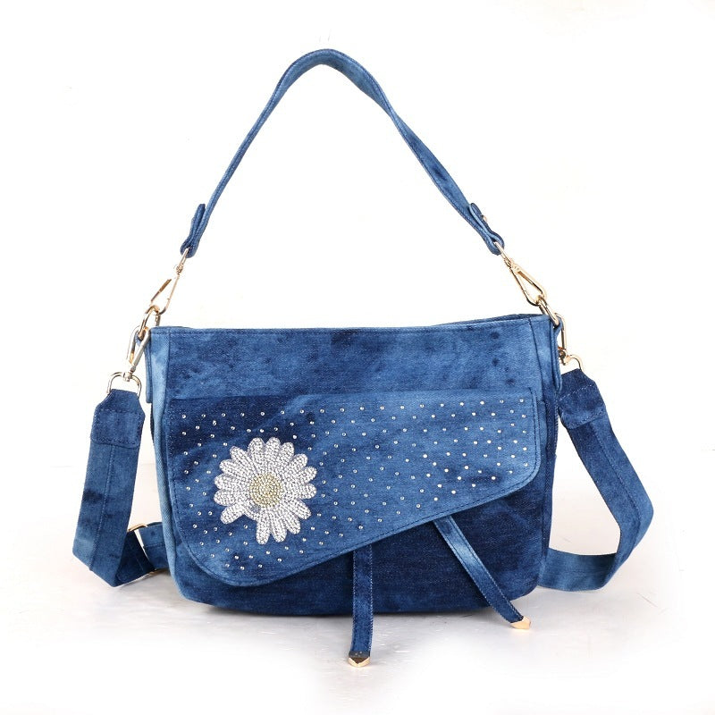 Fashion Denim Owl Shoulder Bag. Bag,Cotton,Denim